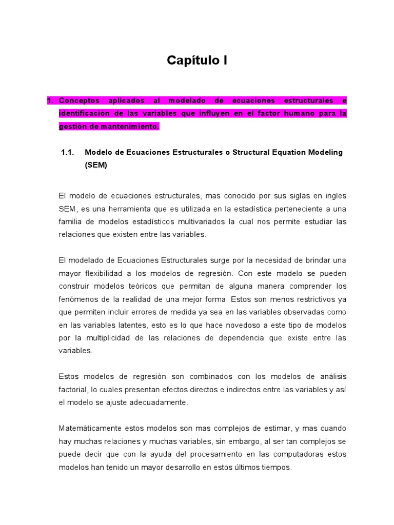 Modelo de Ecuaciones Estructurales o Structural Equation Modeling | PDF ...