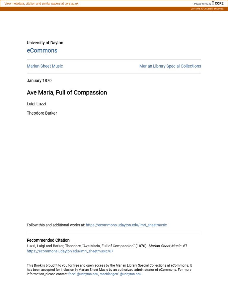 Ecommons Ecommons: Ave Maria, Full of Compassion Ave Maria, Full of ...