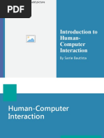 Introduction To Human-Computer Interaction: by Sanie Bautista