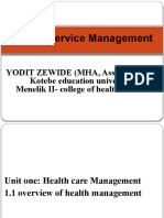 Overview of Health Care Managment