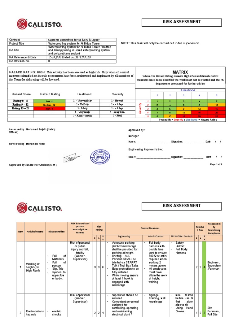 Bidaa Tower Risk Assessment From CALISTO Updated PDF Personal