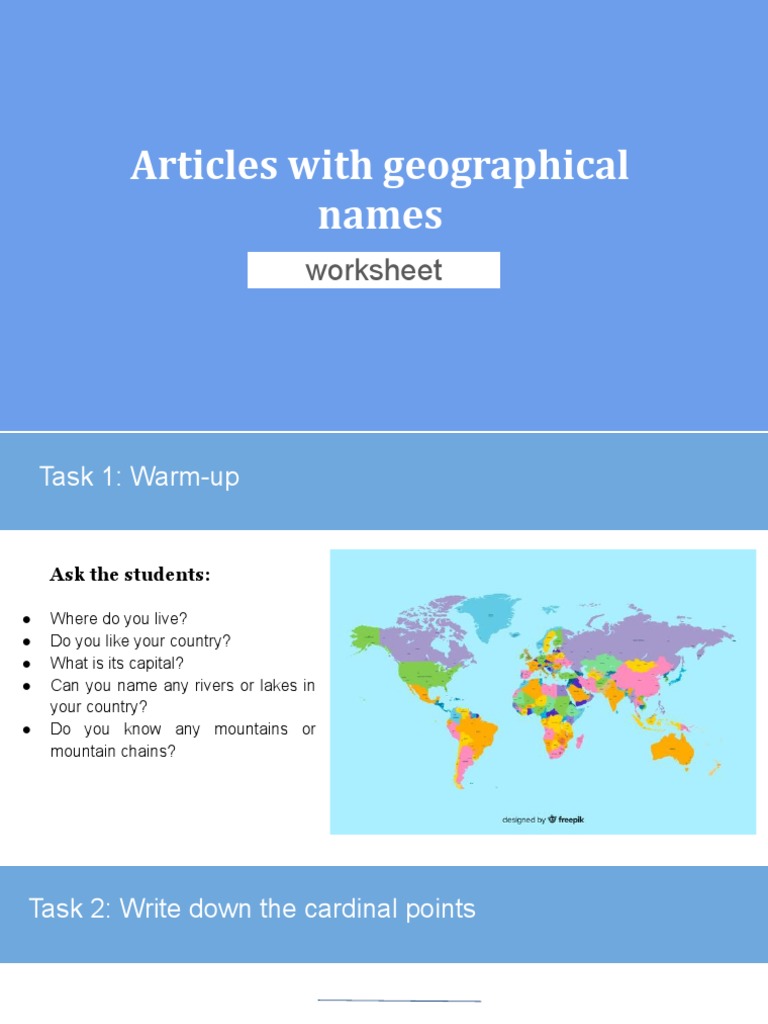 Articles With Geographical Names Worksheet | PDF | Earth Sciences ...