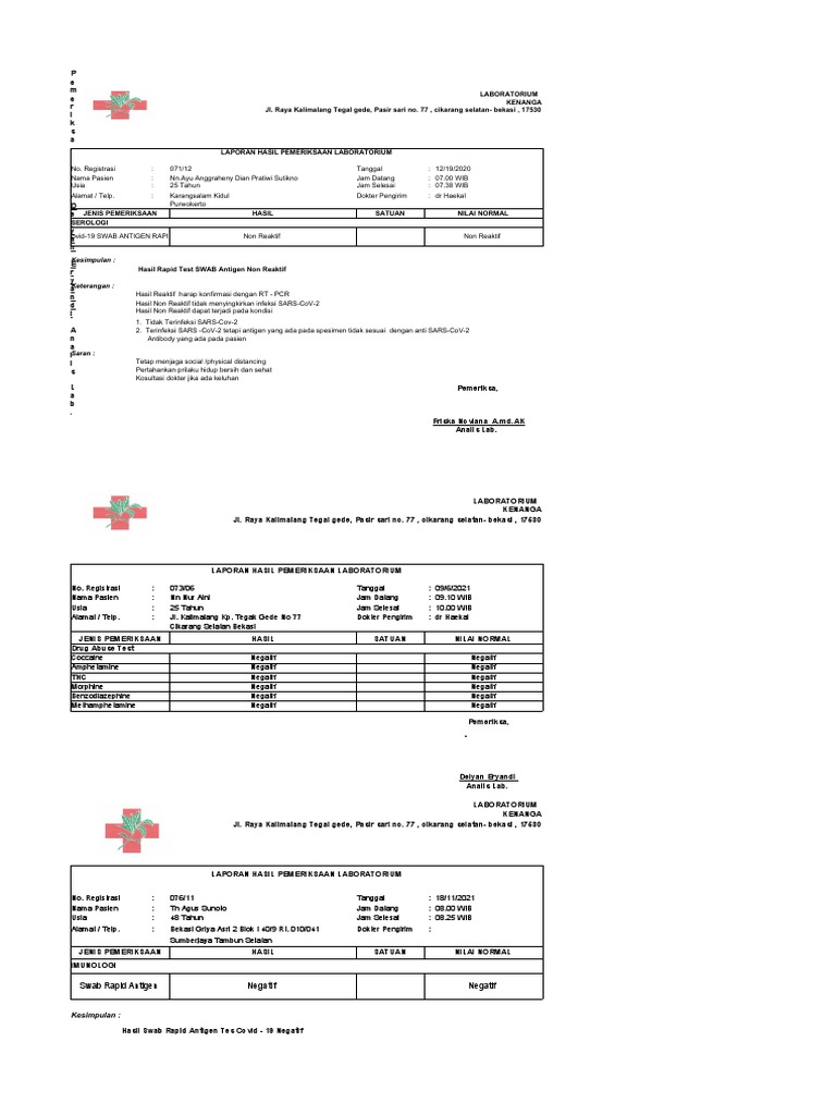 Form Hasil Lab APRIL | PDF