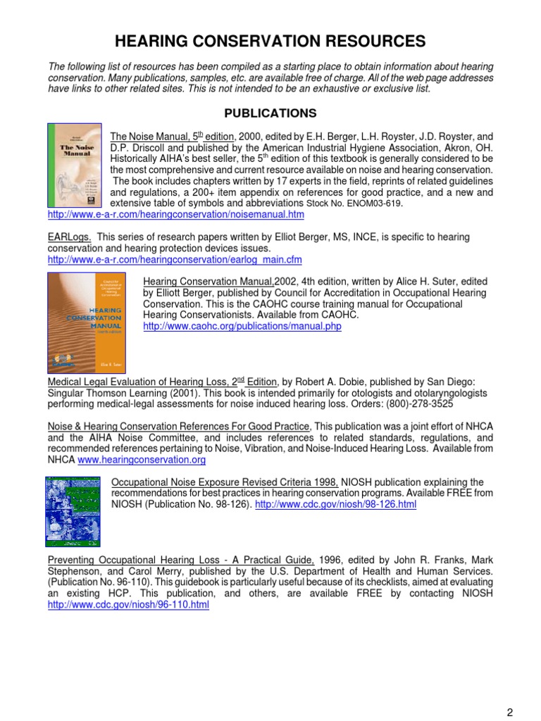 Hearing Conservation Resources LLWeb Feb 08 | PDF | Noise | Hearing Loss