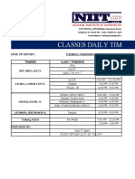 NIIT Daily Class Schedule