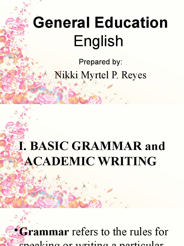 General Education English Edited Pdf Verb Grammatical Number