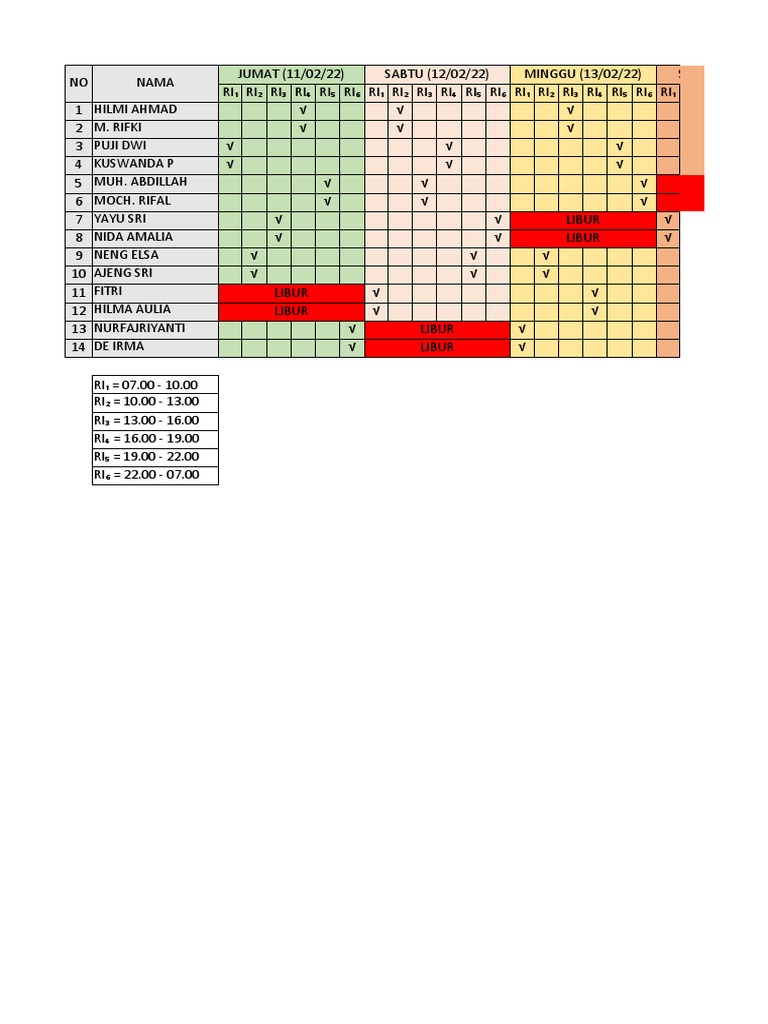 Jadwal PKL Ranap | PDF