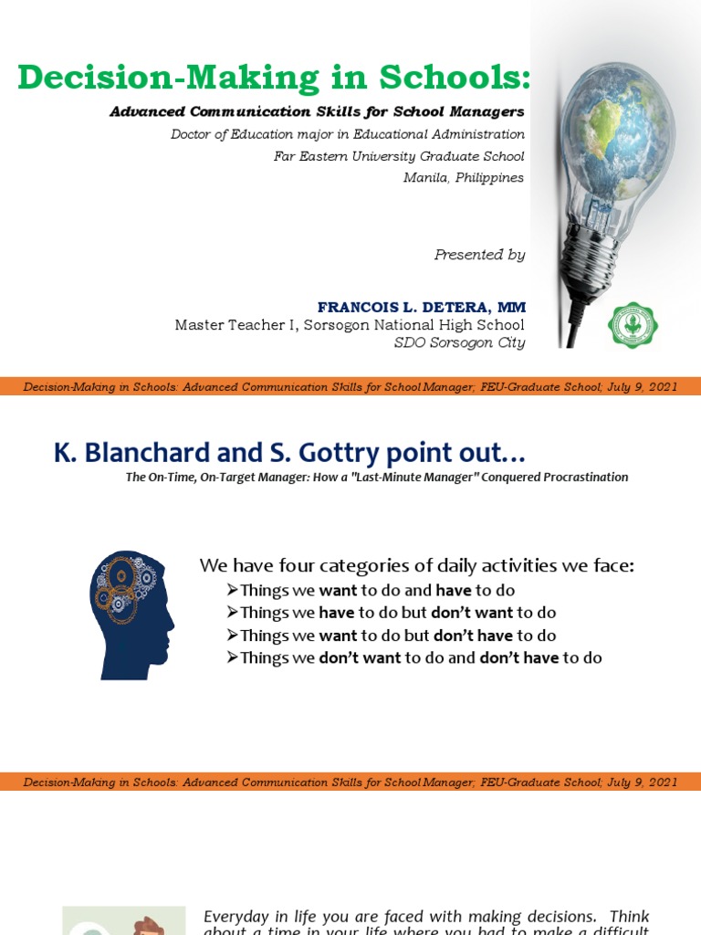 DecisionMaking in Schools PDF Decision Making Mindset