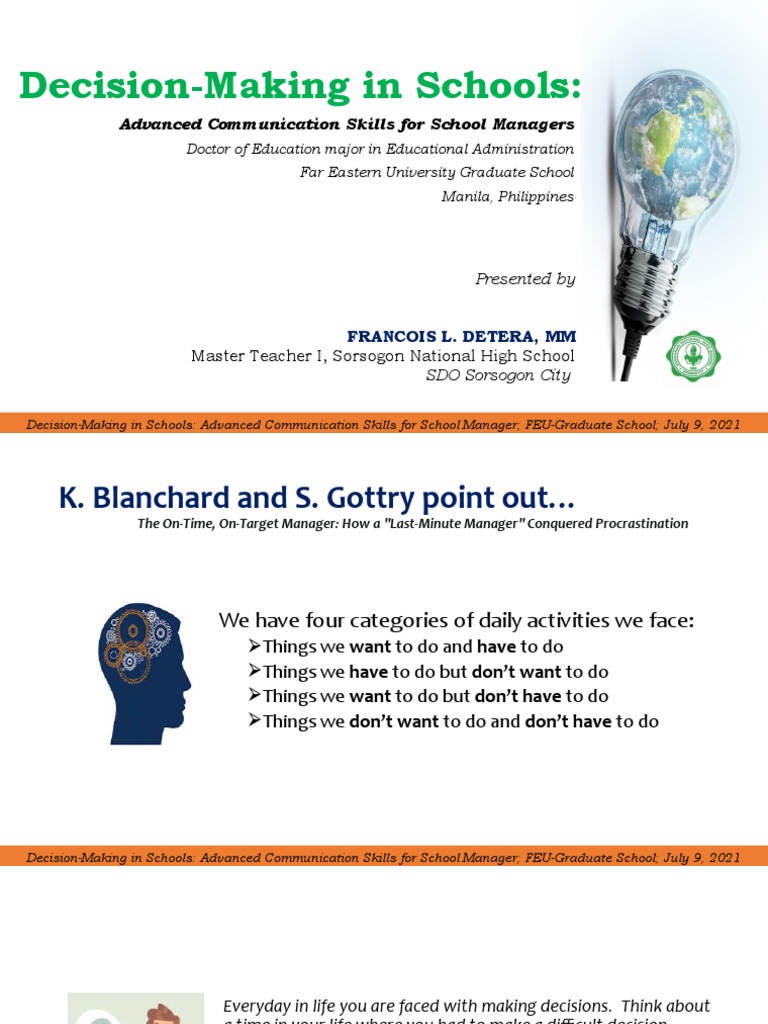 Decision-Making Processes in Schools | PDF | Decision Making | Mindset