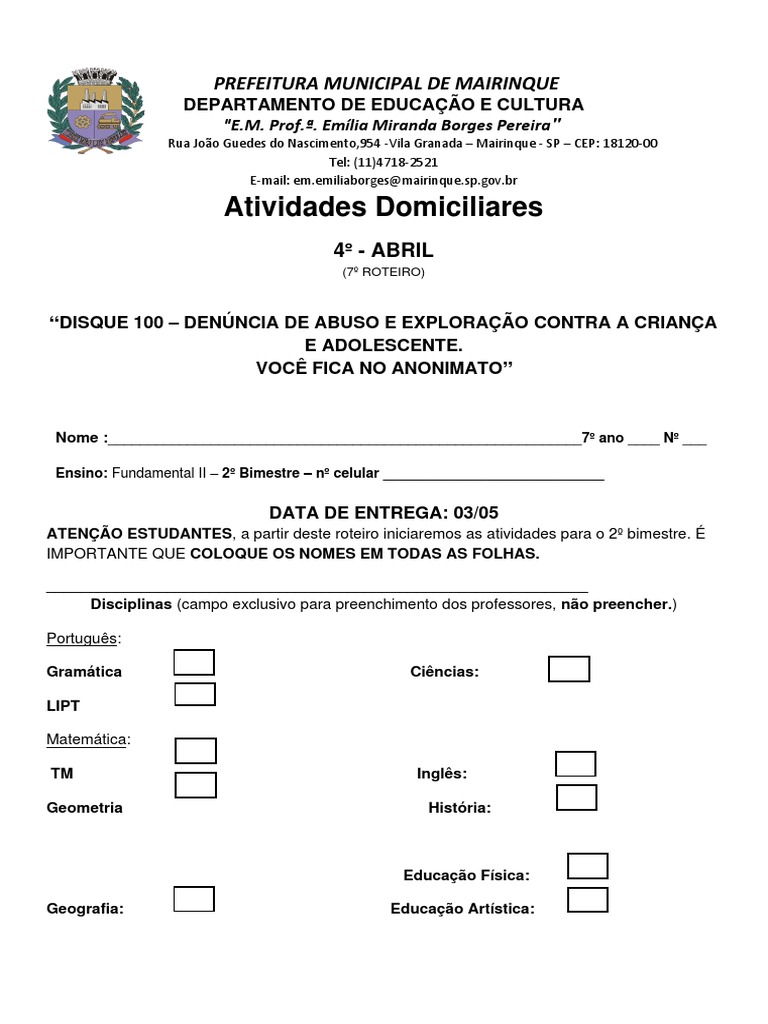 Atividades de Educação Física e LIPT 7º Ano | PDF | Calor | Terra