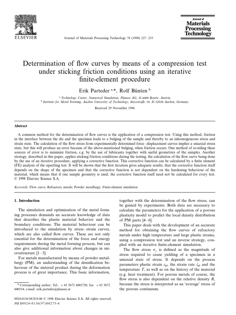 Determination of Flow Curves by Means of A Compression Test | PDF ...