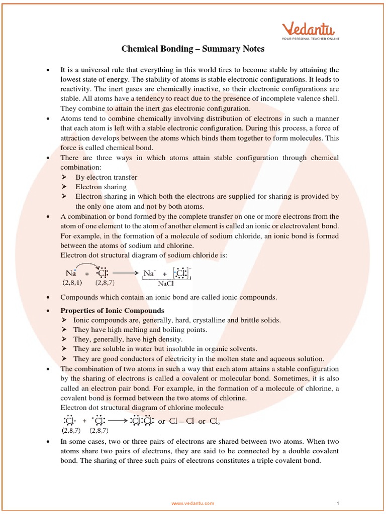 Class 10 Chemistry Chapter 2 Revision Notes | Download Free PDF ...