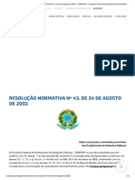 CONSELHO, Federal de Profissionais de Relações Públicas. Resolução Normativa #43, de 24 de Agosto de 2002.