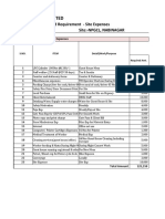 Bygging India Limited: Sheet II - Monthly Fund Requirement - Site Expenses Month: MAY-22 Site:-Npgcl, Nabinagar