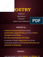 Poetry: Brief History Elements Metrics and Versification