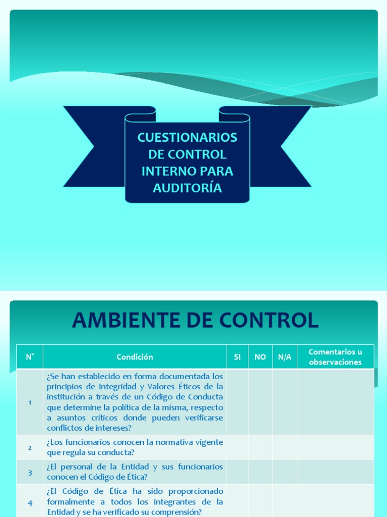 Cuestionarios de Control Interno Coso III | PDF | Riesgo | Auditoría