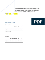 T (DF) T-Stat, P P-Value: One Sample T-Test