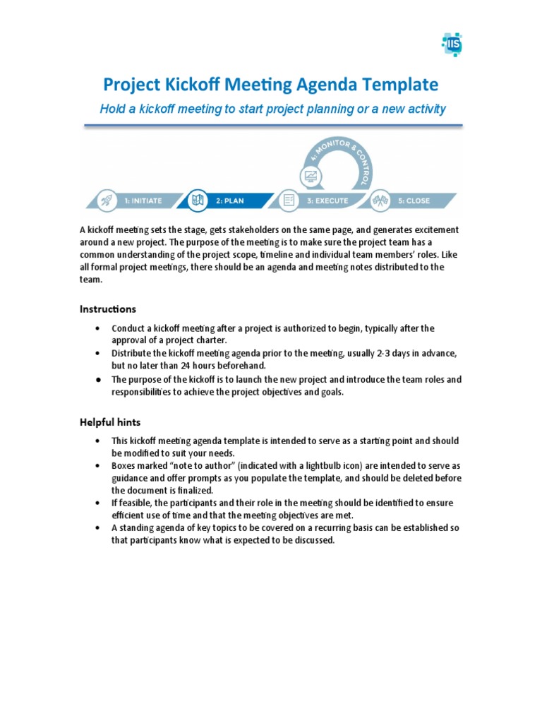 Project Kickoff Meeting Agenda | PDF | Project Management | Business