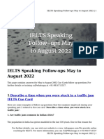 IELTS Speaking Follow-Ups May To August 2022