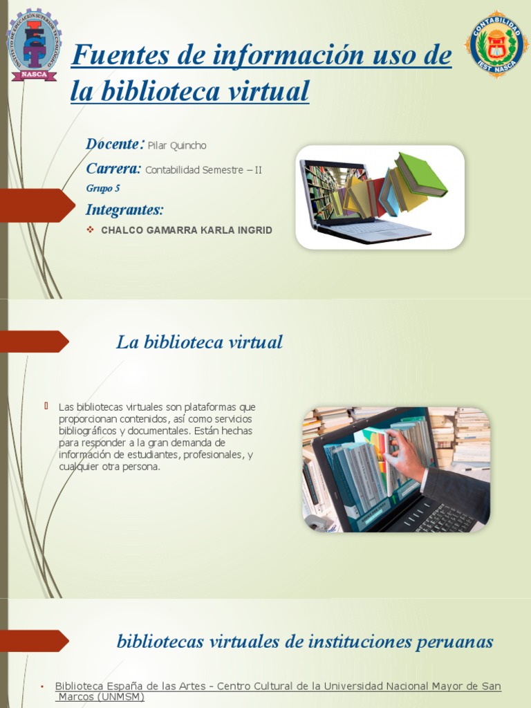 Fuentes de Información Uso de La Biblioteca Virtual2 | PDF | Libreria ...
