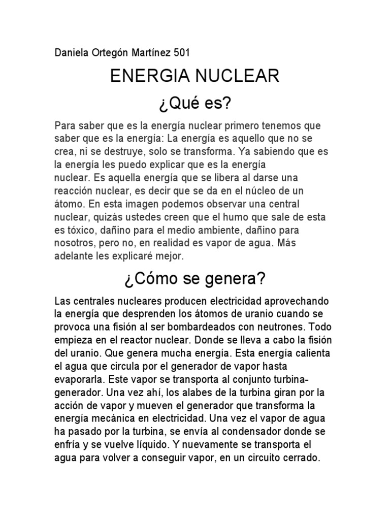 Energia Nuclear Pdf La Energía Nuclear Planta De Energía Nuclear