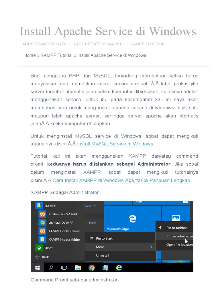 Install Apache Service Di Windows PDF