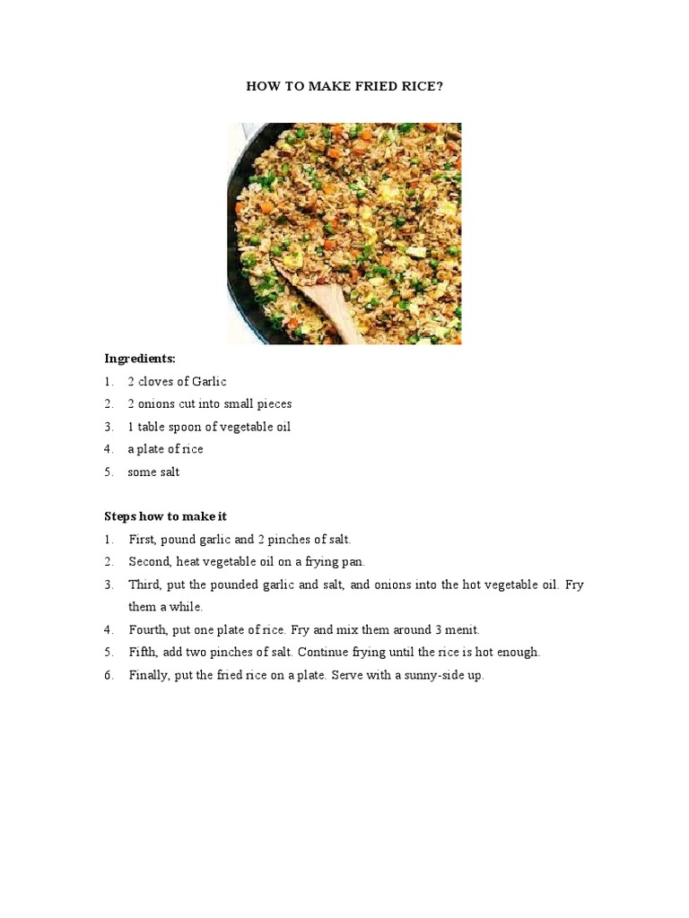 HOW TO MAKE FRIED RICE | PDF | Pizza | Foods