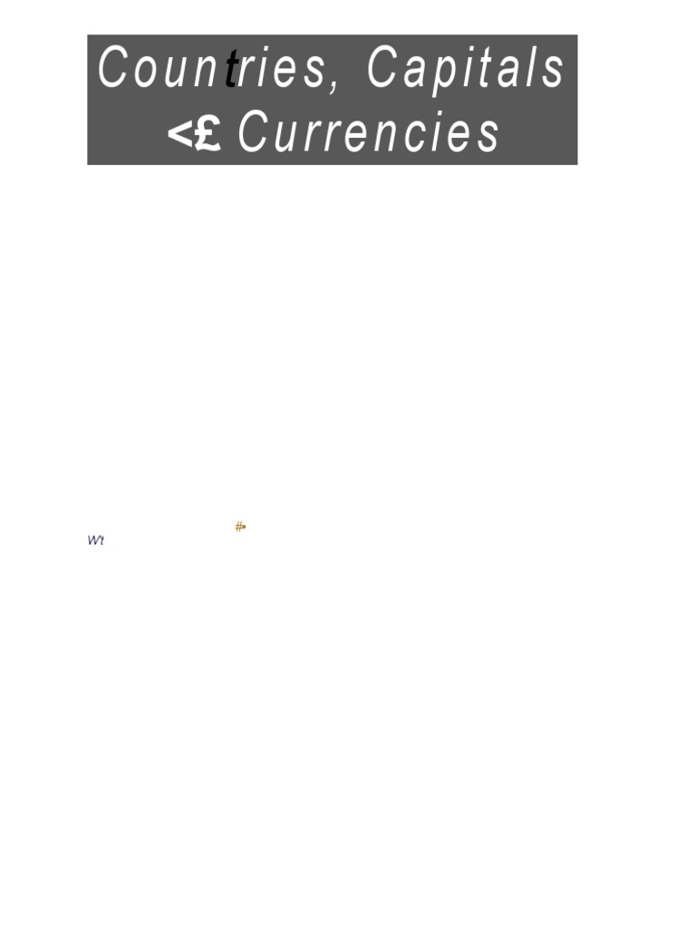 Countries Capitals Currencies Pdf South America Economy Of Asia