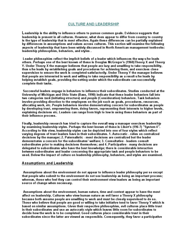 Cultural Influences on Leadership Styles | PDF | Leadership | Behavior