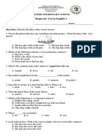 Diagnostic Test in English 3: Balesin Elementary School