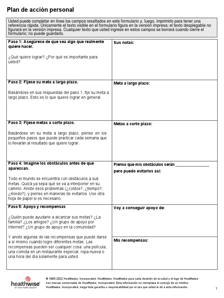Plan de Accion Personal | PDF