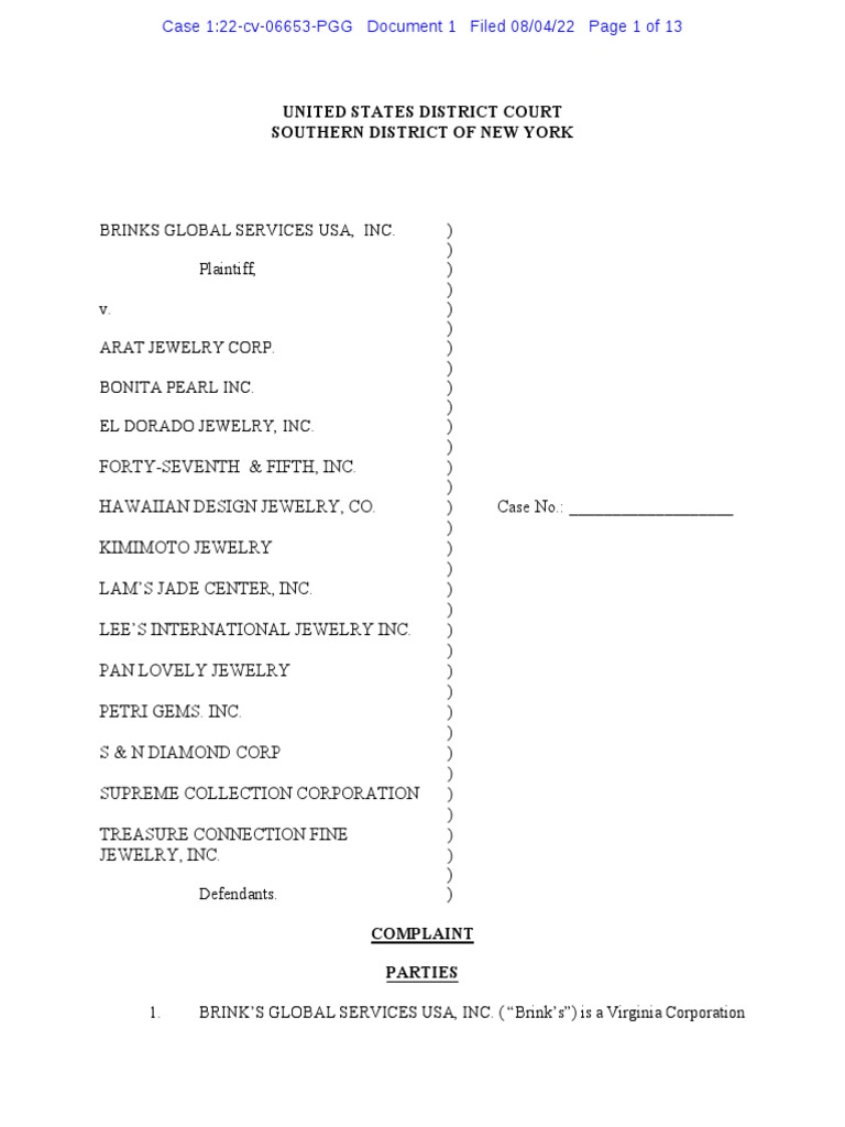 Brink's Lawsuit | PDF | Indemnity | Arbitration