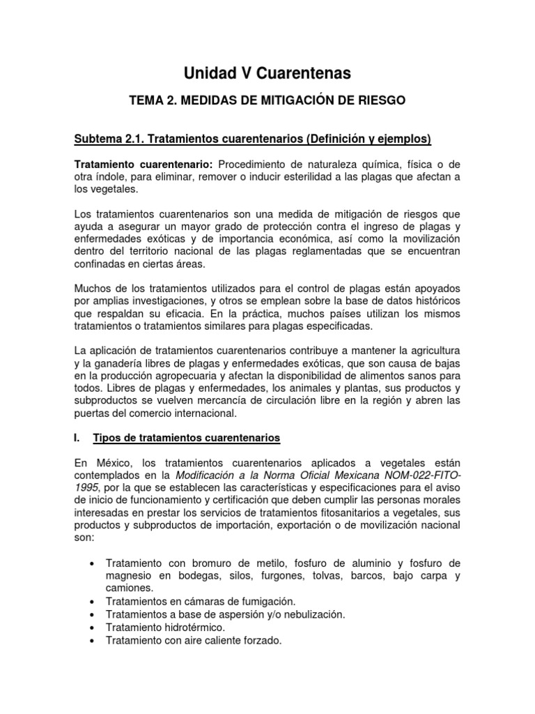 Tema 2 Medidas de Mitigacion Del Riesgo 2 | PDF | Plaga (organismo ...