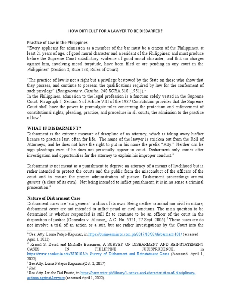 Disbarment of Lawyers PDF Lawyer Disbarment