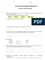 Clasa A III A Mate Test Evaluare Finala