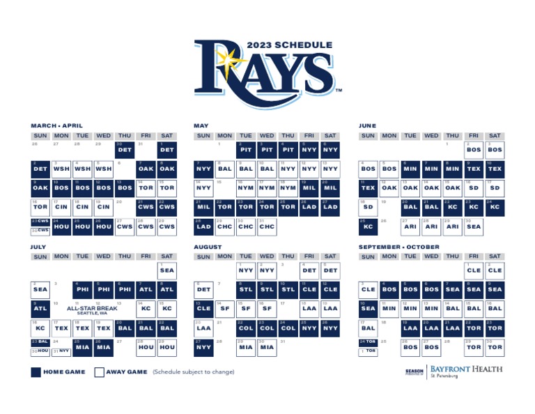 2023 Rays Schedule PDF