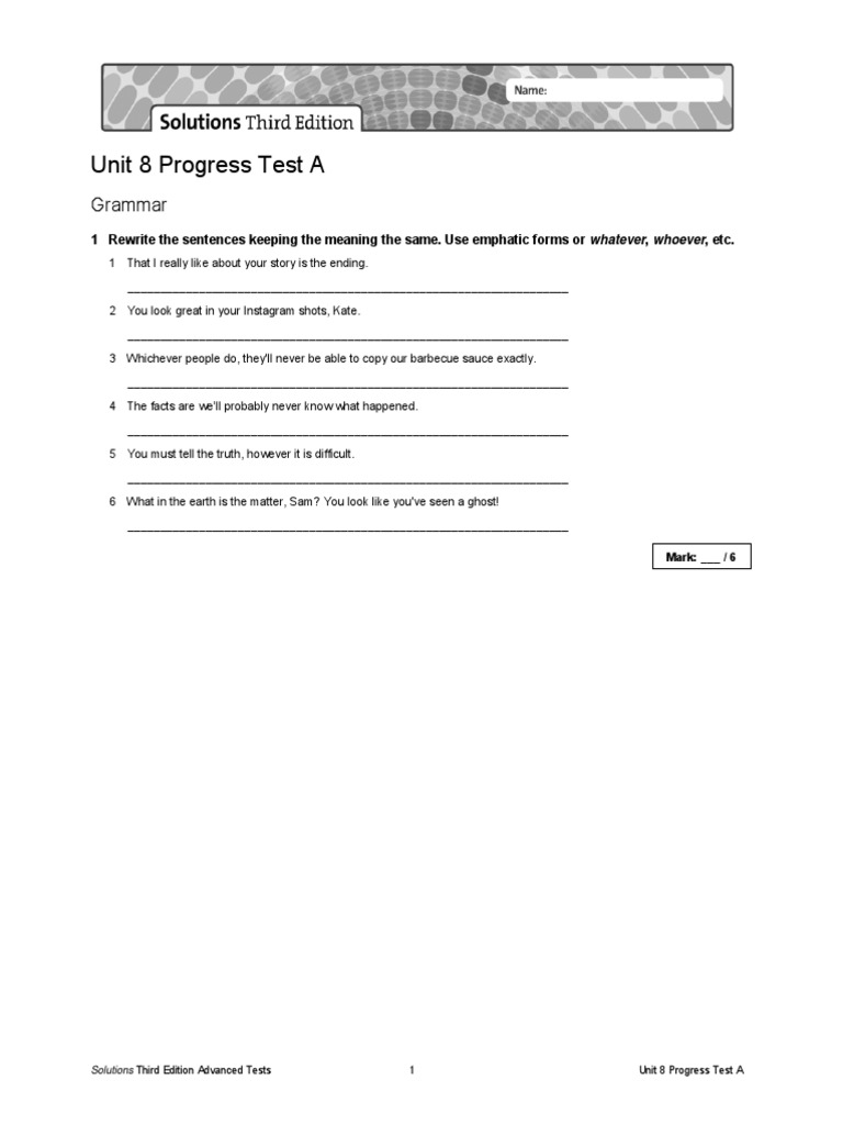 Unit 8 progress test a grammar pdf leonardo da vinci