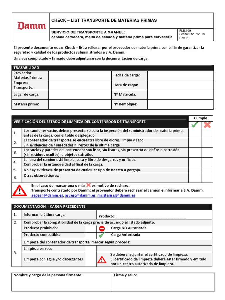 Formato Nuevo Check List | PDF | Petróleo | Agua