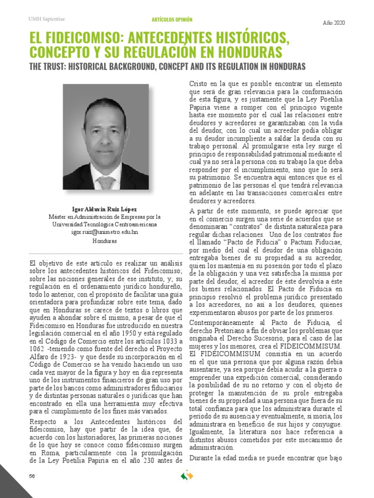 Fideicomiso en Honduras: Historia y Regulación | PDF | Ley de ...
