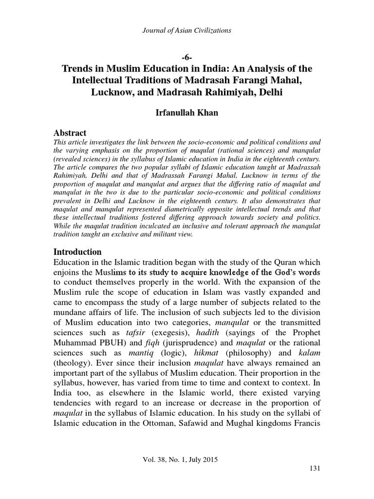Trends in Muslim Education in British India | PDF | Hadith | Mughal Empire