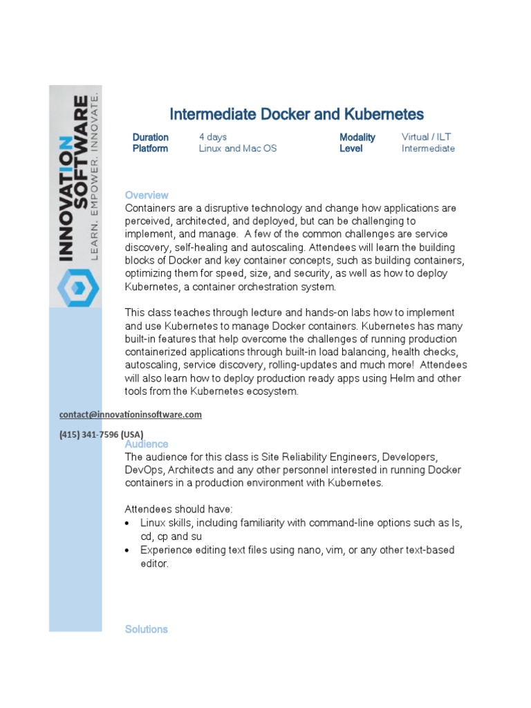 Intermediate Docker And Kubernetes Pdf Computer Networking