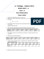 Queens' College, Indore 2011: Work Sheet - 6 Class: X Sub: Mathematics