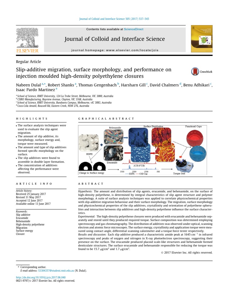Slip-Additive Migration, Surface Morphology, and Performance On | PDF ...