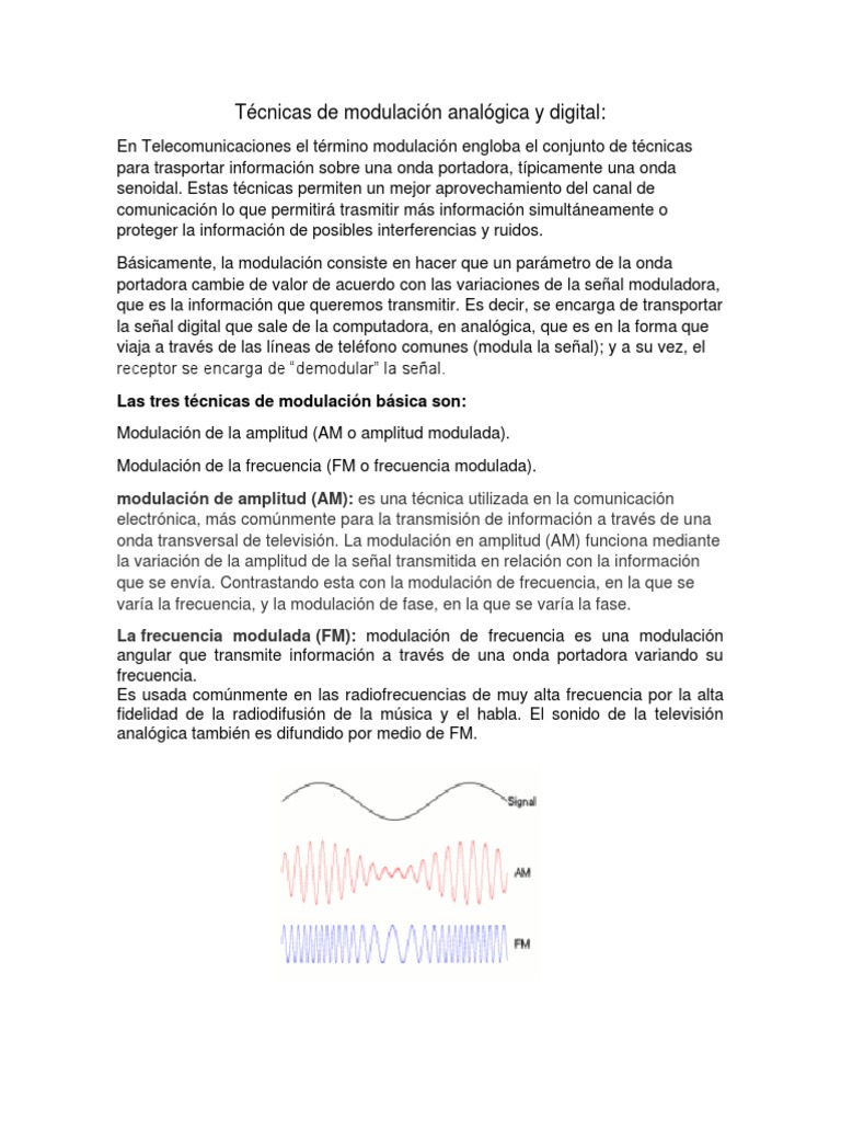 Técnicas de Modulación Analógica y Digital | PDF | Modulación ...