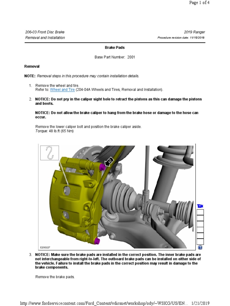 20603 Front Disc Brake Removal and Installation Brake Pads PDF Brake Land Vehicles