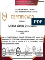 Certificado Conee Cajamarca 2021
