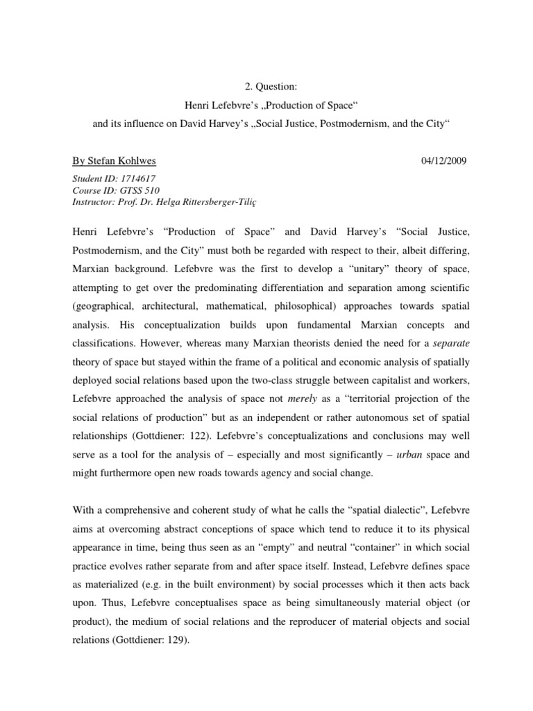 Lefebvre's Space Theory Overview | PDF | Space | Capitalism