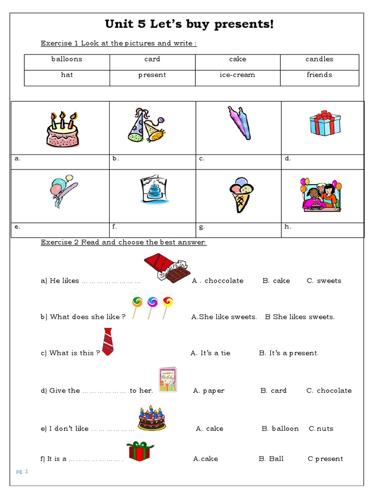 Worksheet For Children PDF Confectionery Cakes