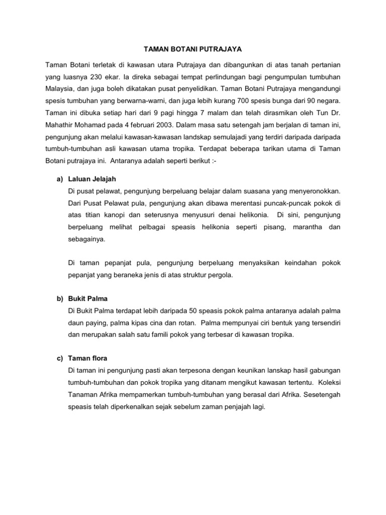 Taman Botani Putrajaya | PDF