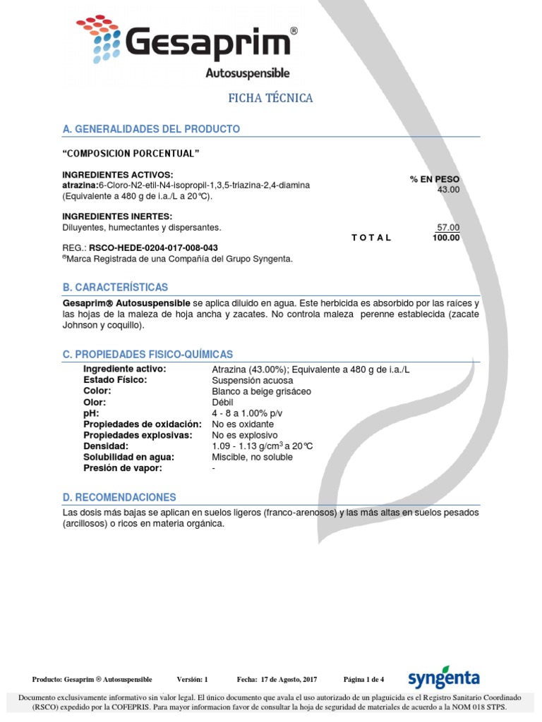 Gesaprim Autosuspensible | PDF | Pesticida | Agua